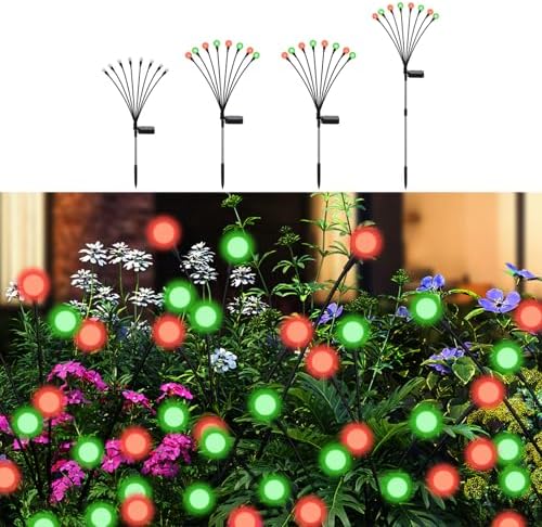 Red and Green Solar Firefly Lights Outdoor Garden Christmas 4 PK by Unknown
