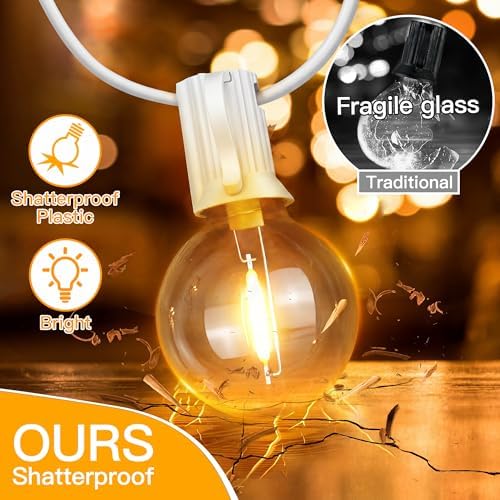 Ollny Outdoor String Lights, 150FT LED Patio Lights Waterproof White Wire - Image 2