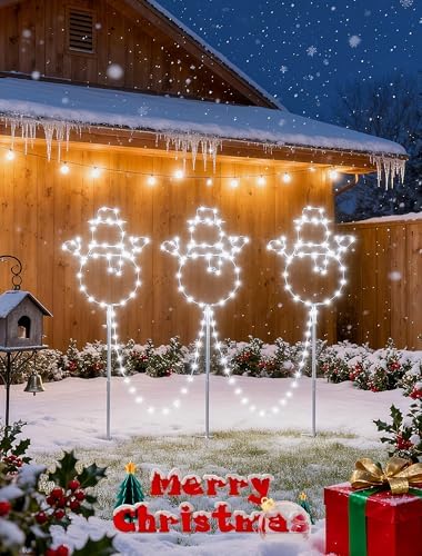 woohaha Christmas Outdoor Snowman Pathway Lights, 200LED White - Image 6