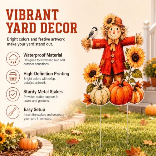 6Pcs Fall Yard Stakes Outdoor Decor Thanksgiving Autumn Harvest Decorations - Image 4