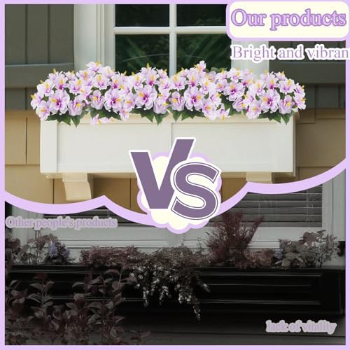 2 Pcs Artificial Outdoor Flowers Realistic Silk Fake Hibiscus Tropical Flowers Spring Summer Decoration UV Resistant Faux Plants for Outdoors Planters Outside Porch Patio Yard Garden Purple - Image 3