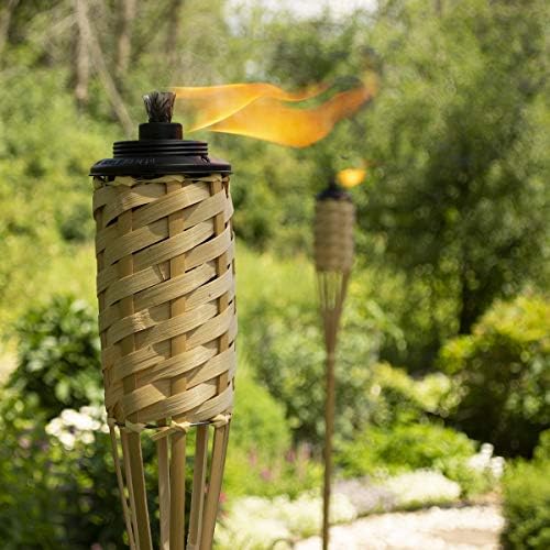 TIKI Bamboo Tiki Torches 12-Pack – Weather-Resistant Outdoor Décor with Easy-Pour Wide-Mouth Canister Refill for Patio, Garden, Backyard, and Parties, 57-Inch Citronella Torches - Image 5