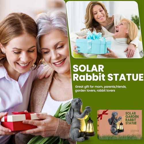 YDKOJGW Solar Garden Outdoor Statues Rabbit with Solar Lantern,Outdoor Bunny Figurines Decorations,Lawn Decor Bunny Statue for Patio, Balcony, Yard Ornament,Unique Housewarming and Easter Gifts - Image 7