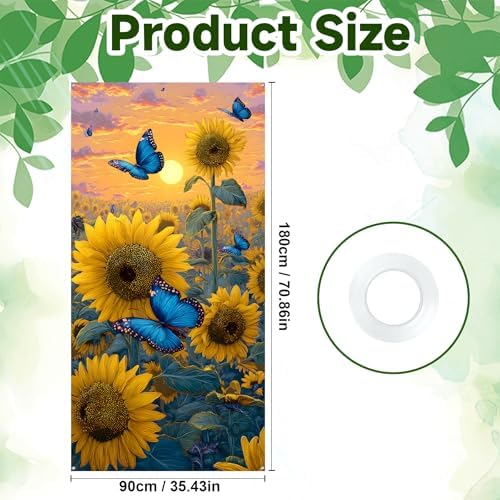 Front Door Covers Decorative, Spring Flower Design Door Curtain 70.8 x 35.4 Inch for Porch Outdoor Indoor Home Decor (Colorful-252) - Image 2