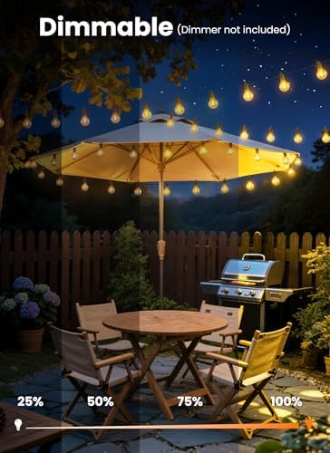 Outdoor String Lights, 159FT 77 LED Bulbs String Lights, IP65 Waterproof Connectable G40 Outside Patio Light for Backyard Porch Balcony Garden Decor Christmas Camping Gazebo - Image 4