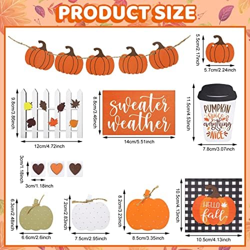 Sumind 15 Pcs Fall Decorations for Home Fall Tiered Tray Decor Set,Pumpkin - Image 3