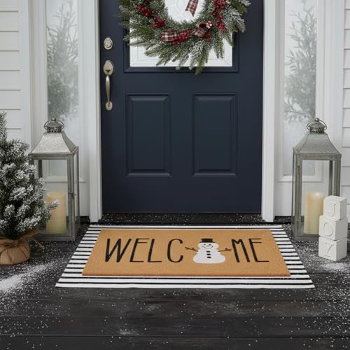 Drydiet Layered Snowman Welcome Door Mat Non Slip Front Porch Entryway - Image 6
