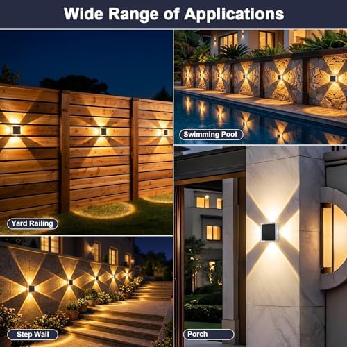 AUDLES Solar Fence Lights Outdoor, New 4-Sided Lighting Wall Lights Solar Powered with 3 Modes 3000K 4000K 6000K, IP65 Waterproof Solar Light for Patio Pathway Deck Backyard Decor-12 Pack - Image 4