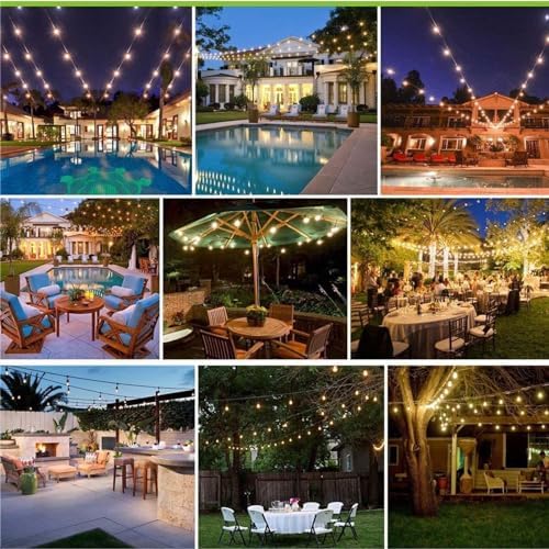 Banord Outdoor String Lights Commercial Grade 96ft Waterproof with 30 S14 Shatterproof Dimmable LED Bulbs, Heavy Duty Hanging Lights for Patio Garden Backyard Decoration, 2W 2x48ft Strands - Image 7