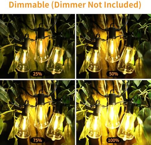 ZOTOYI Outdoor String Lights 25FT, Waterproof IP65 Patio Lights with 13 Shatterproof ST38 LED Bulbs, Outside Hanging Light Dimmable for Backyard, Bistro, Cafe, Garden 2700K Warm White - Image 5