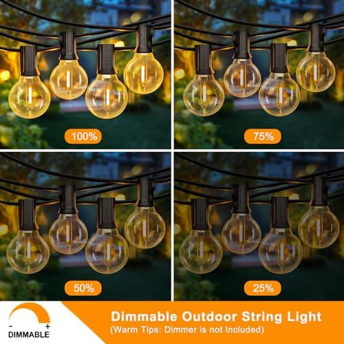 GvvooHome Outdoor String Lights 50FT, G40 LED Patio Lights with 27pcs Shatterproof Bulbs, All Weatherproof Hanging Lights for Outside Backyard Party Cafe Decor - Image 4