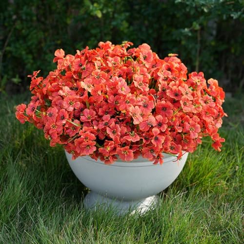 Artificial Fall Flowers for Outdoor Faux Plants for Spring Summer Decoration, UV Resistant Realistic Silk Plastic Fake Autumn Fall Flowers Garden Porch Patio Balcony Yard Front Home Decor, 24 Bundles by StymedecaArtificialFlowers