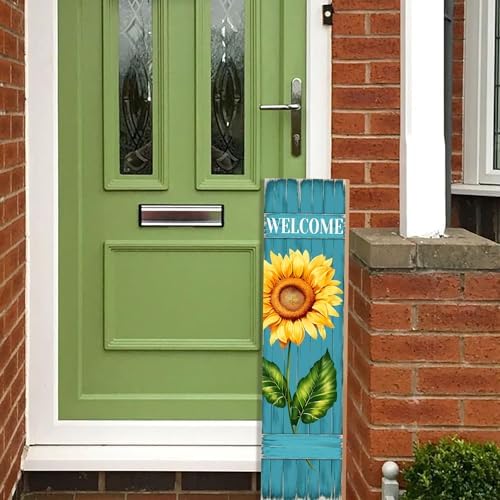 Sunflower Welcome Wooden Sign,Spring Rustic Porch Sign for Front Door Decorations, Front Porch Decor Home Hanging Signs Wall Sign 31.5" H - Image 7