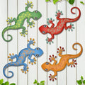 4 Pcs Retro Metal Gecko Outdoor Wall Art Hanging Decorations by Unknown