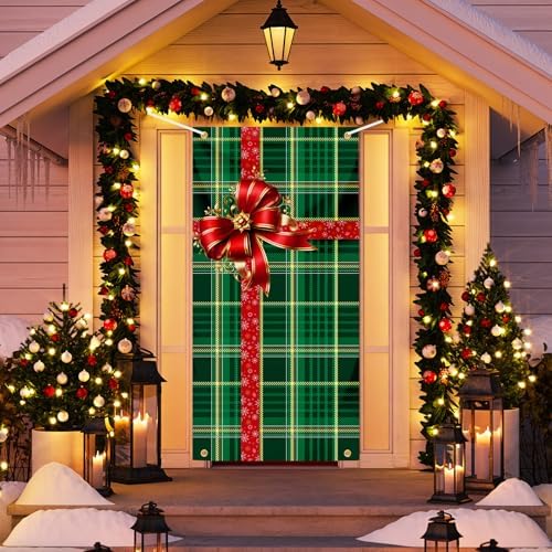 Christmas Door Cover Snowman Decoration Xmas Large Photography Background Banner Porch Sign for Winter Indoor Outside Front Door Banner Farmhouse Party Supplies 6 x 3 Feet - Image 3