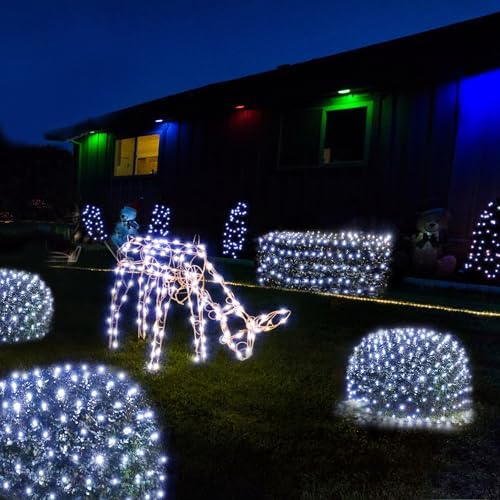 WBao Outdoor Christmas Lights, 360LED 11.5ft x 6.9ft Net Lights with 8 Modes, Timer, UL Certified, End to End Connectable, Waterproof for Lawn, Bushes, Trees Outdoor Christmas Decorations, Cool White - Image 3