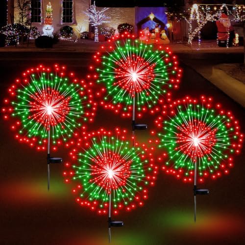 Tujoe 4 Pack Christmas Outdoor Garden Decoration Solar Firework Lights by Tujoe