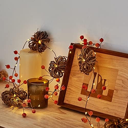MIYA LIFE Nature Rattan Pumpkin Lights - 10FT 30 LED Cozy Fall Garland with Lights Battery Operated Charming Thanksgiving Decorations with Remote - Ideal Thanksgiving Garland Fall Decorations for Home - Image 7