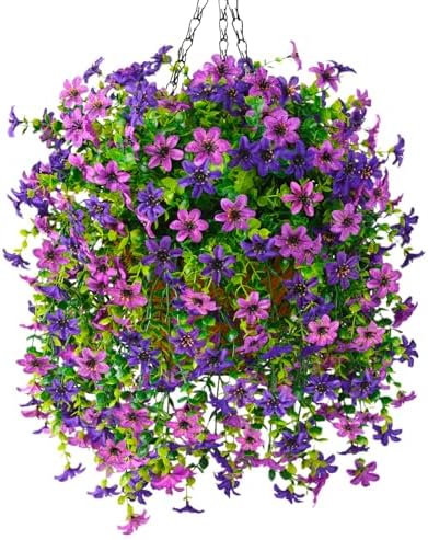 Artificial Faux Hanging Flowers Plants Basket for Outdoor Spring Home Decor by INQCMYPlantRack