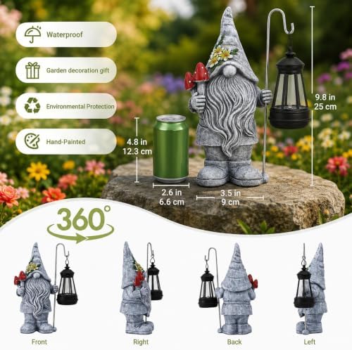 Garden Gnome with Solar Lantern: Outdoor Weatherproof Statue - Image 5