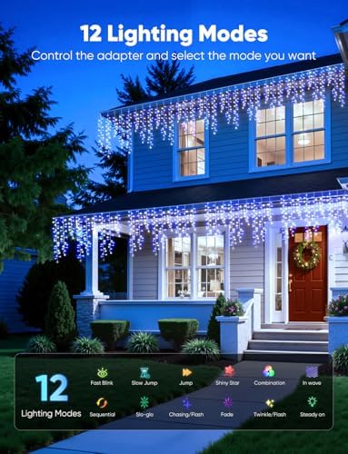 Brightown Icicle Christmas Lights Outdoor,40FT 1200LED Cluster Icicle Light - Image 5