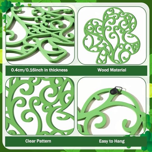 CroBlissful 6 Pcs Fall Wall Decor Autumn Wooden Wall Art,Shamrock,9.45 in - Image 5