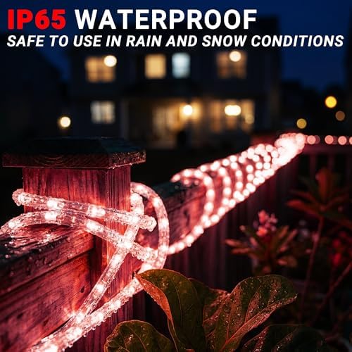 20ft Rope Lights For Outside,Connectable & Flexible Tube Lights with 8 Modes Controller,Waterproof Red LED Rope Lighting for Deck,Garden,Pool,Patio,Bedroom,Party,Indoor & Outdoor Landscape Lighting - Image 5