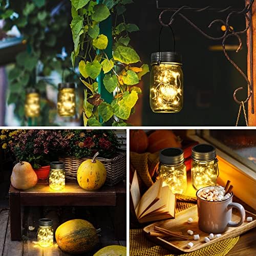 GIGALUMI Hanging Mason Jar Solar Lights, 6 Pack 30 Led Hanging Lantern - Image 3