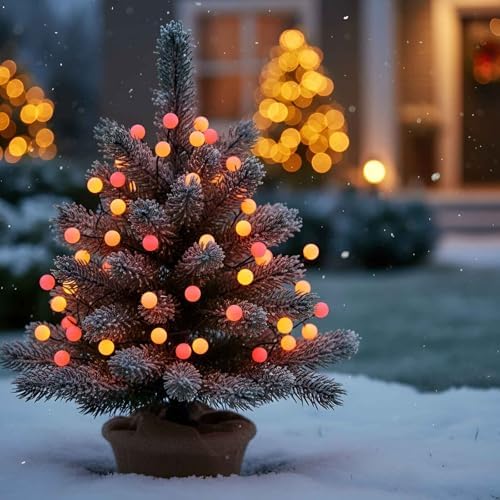 QBIS Battery Powered Halloween Lights, 40 Berry Lights, Orange Yellow Red - Image 2