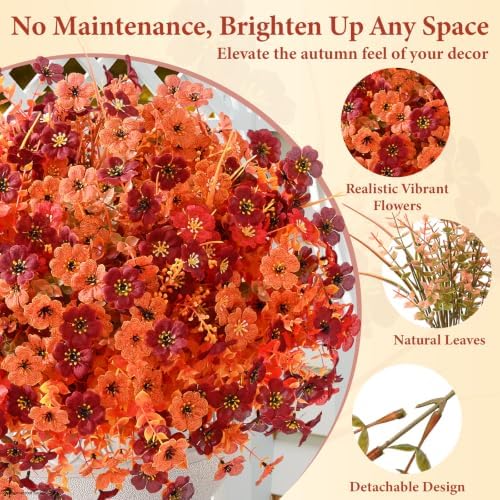 Yastouay Artificial Mums for Outdoors, 12 Bundles UV Resistant Fake Mums - Image 4