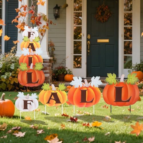 VCUTEKA Fall Outdoor Pumpkins Yard Sign Decor, Thanksgiving Garden Stake - Image 6