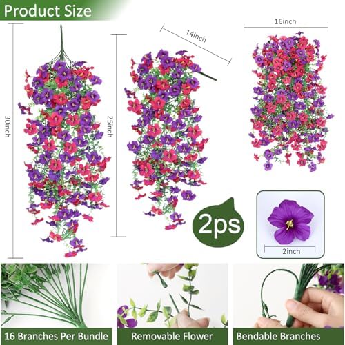 Vibrant Silk Artificial Flowers for Outdoors with Realistic UV Resistant Fake Plants,Includes 2 PCS of Spring Garden Decor Set for Hanging, Patio, Front Porch, Yard Decorations Outdoor - Image 2