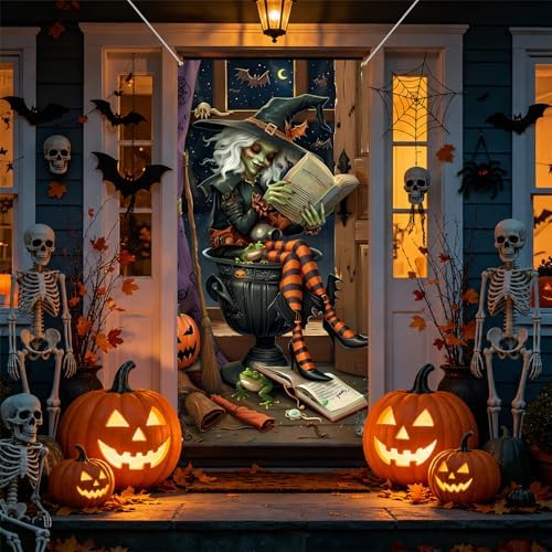 35.4" x 70.8" Halloween Door Cover, Haunted House Front Door Decor - Image 4