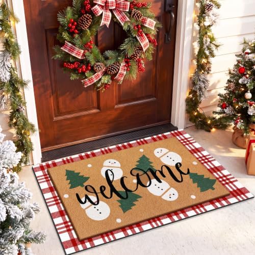 Tinideya 2 Pcs Christmas Layered Doormat Set, Snowman Welcome - Image 4
