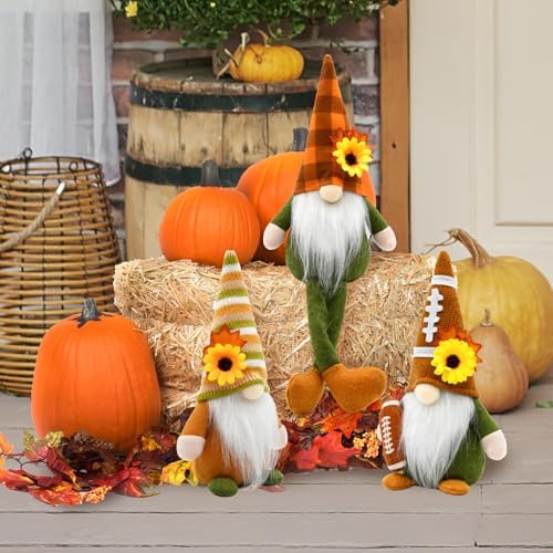 Fall Decorations for Home 3 Pack Fall Football Gnome Decor - Image 4