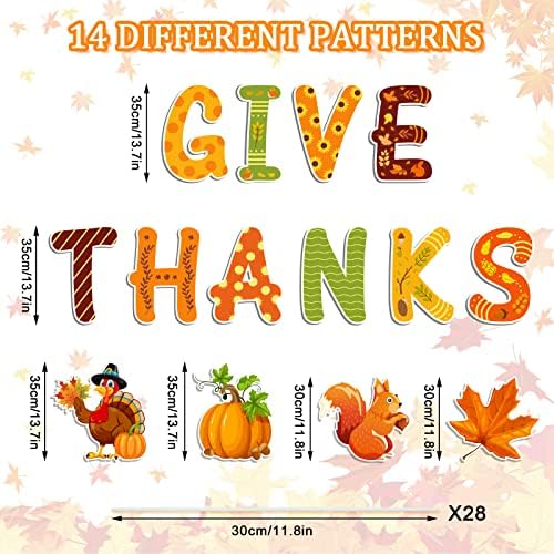 AnyDesign 14 Pcs Fall Large Thanksgiving Yard Sign With 28 Pcs Stakes GIVE THANKS Turkey Pumpkin Maple Leaf Lawn Sign Autumn Harvest Lawn Decor for Home Patio Outdoor Walkway Party Supplies - Image 2