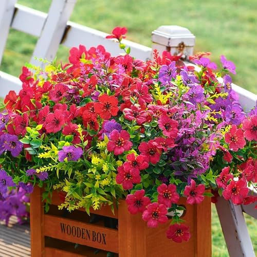 SHareconn 48 Bundles Artificial Flowers for Outdoors UV Resistant Decor - Image 4