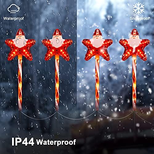 Santa Clause Decorations, 23" Candy Cane Star Santa Lights, Twinkle Christmas Pathway Lights Outdoor for Lawn, Sidewalk, Walkway, Driveway, Cute Holiday Christmas Decorations Outdoor Yard, 4 Packs - Image 3