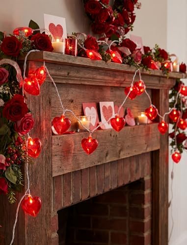 Valentines Red Heart String Lights Plug in, 8.5Ft Outdoor Valentine's Day Decorations Lights with 10 LED Red Heart Lights, Heart Fairy String Lights for Indoor Home Window Wedding Party Xmas Decor - Image 5