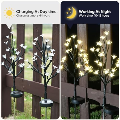 4 Pack Solar Lights Outdoor Waterproof, Garden Lights Solar Flowers - Image 3