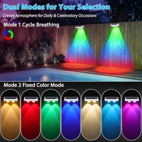 Brightever Solar Fence Lights White 12-Pack, Color Changing & 7 Fixed Color - Image 4