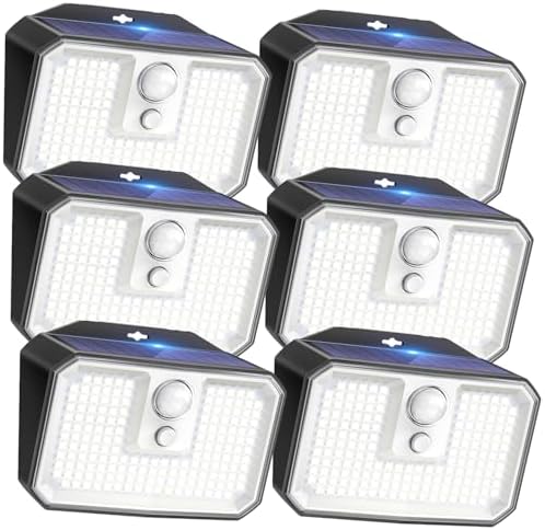 CLAONER 6-Pack Solar Motion Sensor Lights Outdoor, 168 LED Waterproof Security Light with 3 Modes, for Garden, Fence, Garage, Deck, Door Step by Claoner