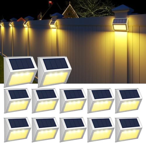 JSOT Solar Powered Lights Ideal for Step, Fence, Deck, Stair-Warm White-12P by JSOT