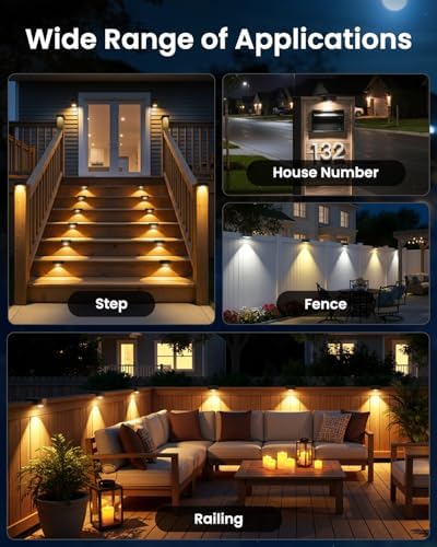 JOFIOS Solar Fence Lights Outdoor - 3000/4000/6000K 3 Mode, Solar Deck Lights Outdoor Waterproof, Fence Light Solar Powered for Outside, Backyard, Railing, Step, Patio and Wall, 2 Pack - Image 7