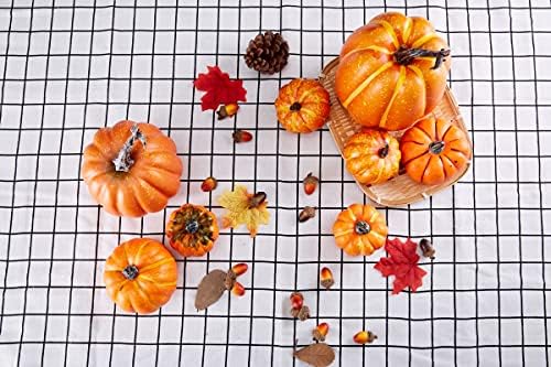Artmag 8 Pcs Assorted Sizes Harvest Orange Artificial Pumpkins for Fall Halloween Thanksgiving Decorating Embellishing and Displaying - Image 4