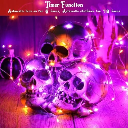 Halloween String Lights 4 Pack Fairy Lights Battery Operated Orang Purple - Image 3