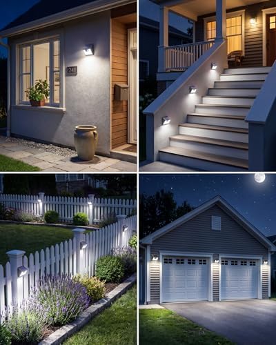 Peasur Solar Powered Lights Outdoor, 140 LED 8Pack Motion Sensor Light Outside, IP65 Waterproof Fence Security Lighting with 3 Modes for Yard Wall Garden Cool White - Image 3