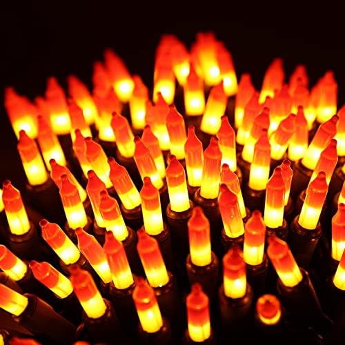 Brizled Candy Corn Halloween Lights, 100 Count Orange & Yellow UL Certified Incandescent Mini String Lights, Black Wire, Indoor & Outdoor Lighting Decoration | UL Certified; 21.3 ft Black Wire; Waterproof Candy Corn Mini Incandescent Halloween Lights f... by Brizled