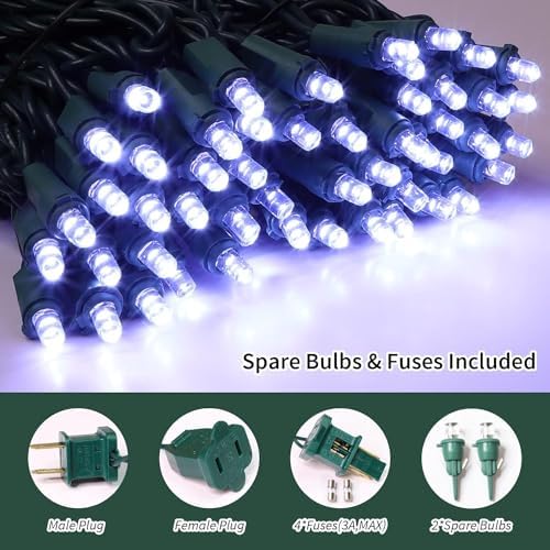 LAMPHOME 60 LED Cool White LED Christmas String Lights，Mini Xmas Lights Outdoor or Indoor，Connectable Christmas Tree Lights for Wreath Garland Holiday Party Wedding Christmas Decor, Green Wire - Image 2