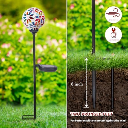 Afirst Solar Outdoor Decorative Light, Mosaic Stake for Yard Decor, 3.5" - Image 5